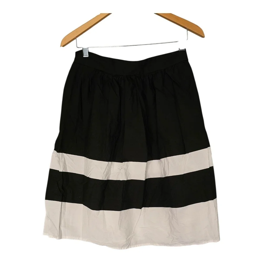 Zara Basic Minimalist Nautical Striped A-Line Midi Skirt Women's Size Medium